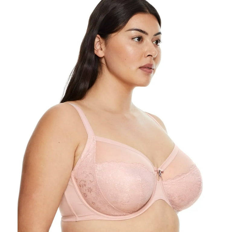 CURVY COUTURE Blushing Pink Luxe Lace Underwire Bra, US 36DD, UK 36DD, NWOT