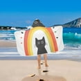thumbnail image 2 of Yayeee Kids Hooded Towels Toddler Soft Absorbent Beach Bathing Wrap 50" x 23.5", Black Cat Rainbow, 2 of 5