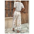 thumbnail image 2 of Conjunto de ropa WDIRARA para mujer, blusa y pantalones con estampado floral, color albaricoque, 2 of 6
