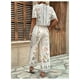 thumbnail image 2 of Conjunto de ropa WDIRARA para mujer, blusa y pantalones con estampado floral, color albaricoque, 2 of 6