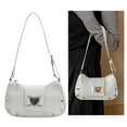 thumbnail image 4 of Yucurem Pu Leather Chic Hobo Bag Adjustable Strap Women Y2k Messenger Bag (White) PU Leather bag (White), 4 of 10