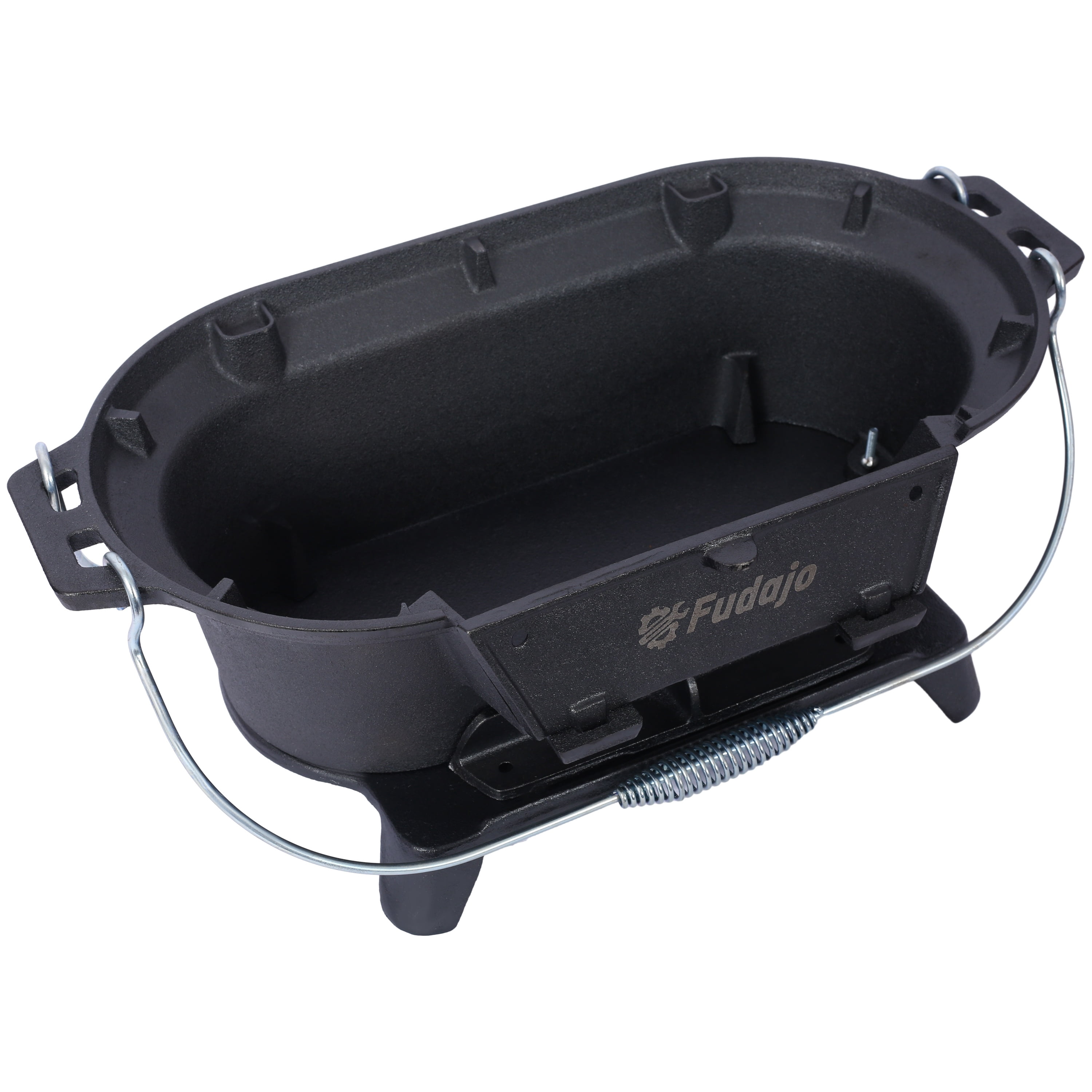WRXELAN Cast Iron Hibachi Grill – Portable Charcoal BBQ for Outdoor Cooking, Durable Tabletop Skillet, Compact Camping Charcoal Cooker for Tailgating, Picnics & Hunting (Oval)