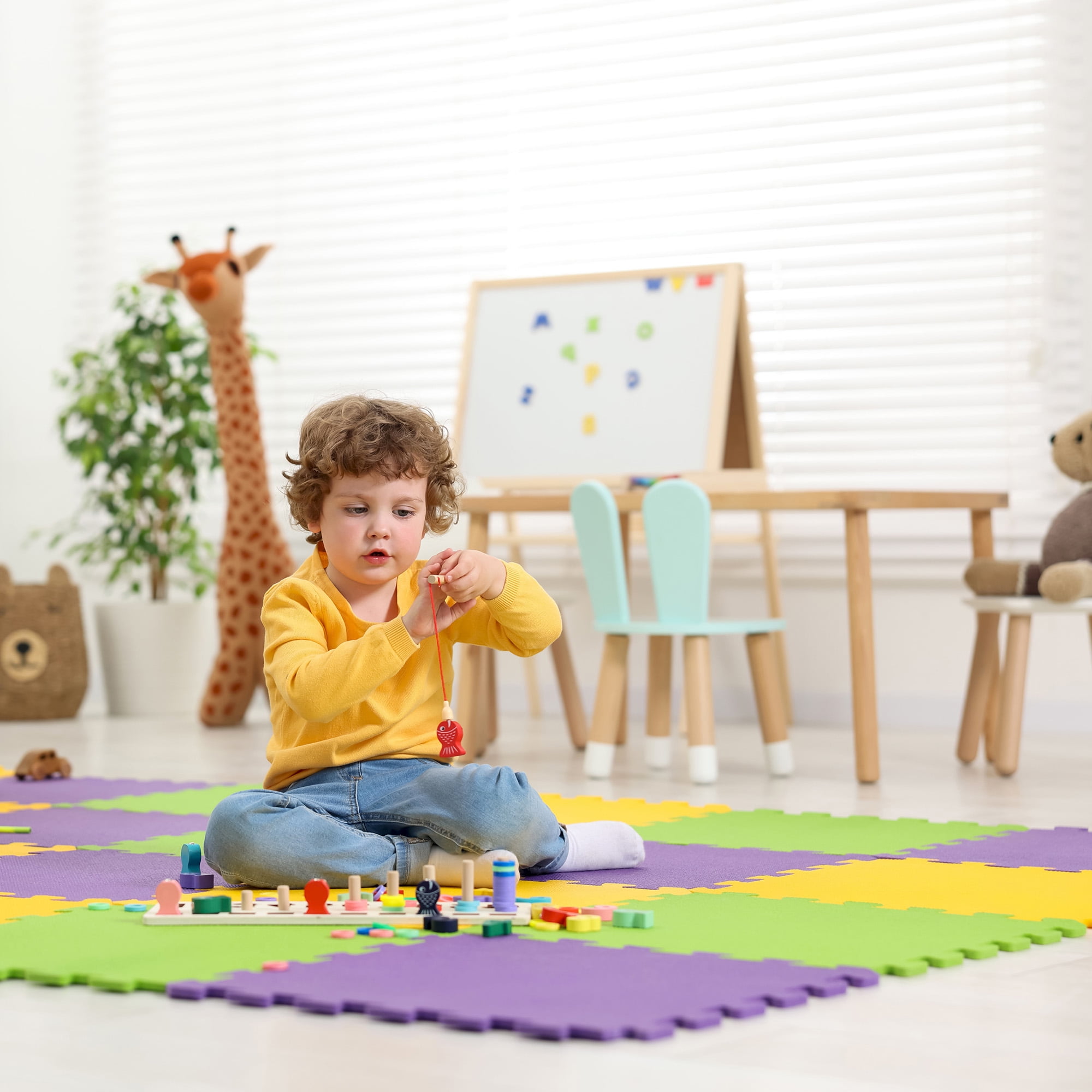 BalanceFrom 2-Pack 36-Count 12”x12” Interlocking Puzzle Play Mat, 0.4” Thick, Multicolored