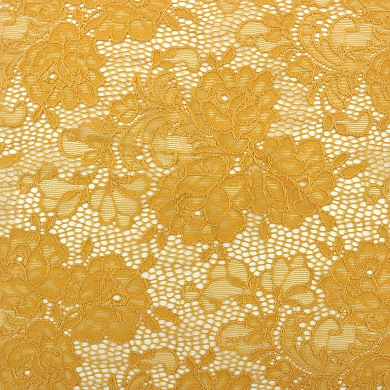 Free Shipping Mustard Floral Pattern 90 Nylon 10 Spandex on