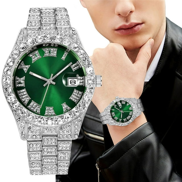 Reloj de pulsera para hombre, de acero inoxidable, estilo casual, con cristales.