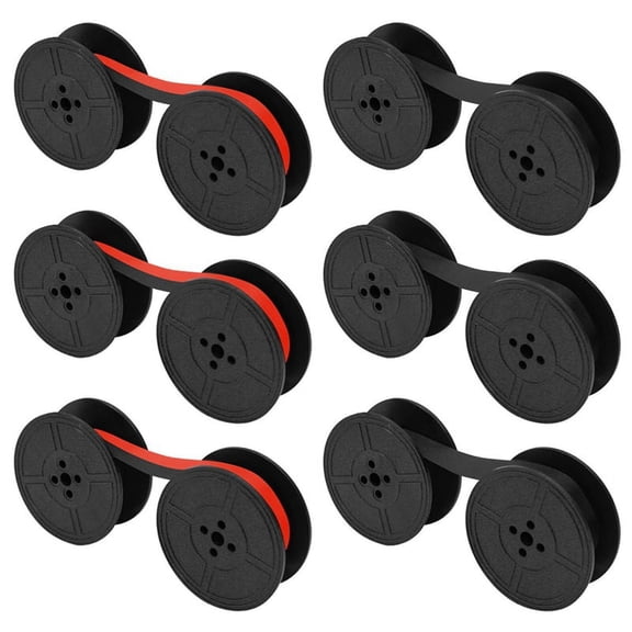 6Pcs Universal Typewriter Ribbon Twin Spool Typewriter Ribbon Replacement for Most Typewriter (Black-Red,Black)
