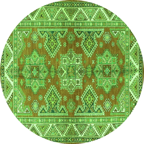 Ahgly Company Indoor Round Persian Green Traditional Area Rugs, 5' Round