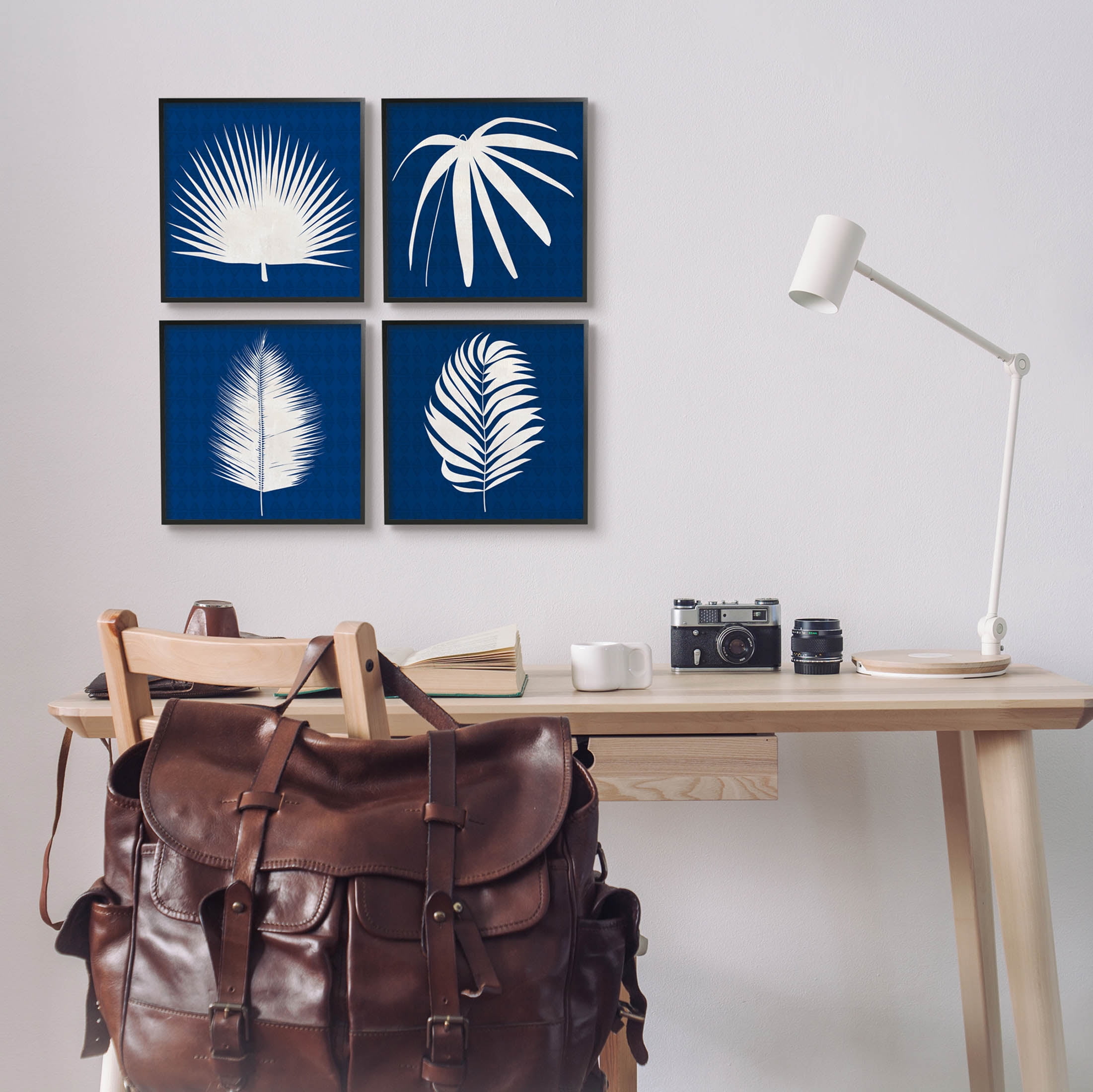 Stupell Industries Contemporary Plant Leaf Silhouettes Graphic Art Black Framed Art Print Wall Art, Set of 4, Design by Susan Jill