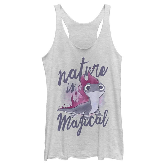 Women's Frozen 2 Magical Nature Salamander Racerback Tank Top White Heather Medium