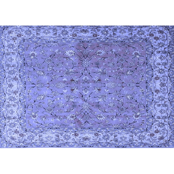 Ahgly Company Machine Washable Indoor Rectangle Persian Blue Traditional Area Rugs, 6' x 9'