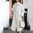 thumbnail image 4 of Women's Coats Shawl Collar Button Down Maxi Wool Coats Long Shawl Scarf Jackets Woolen Blend Trench Coat with Pockets, 4 of 5