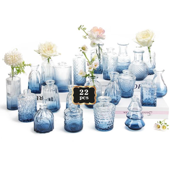 Juego de 22 Jarrones Azules para Ramo de Flores Ruckae para Decoración de Bodas