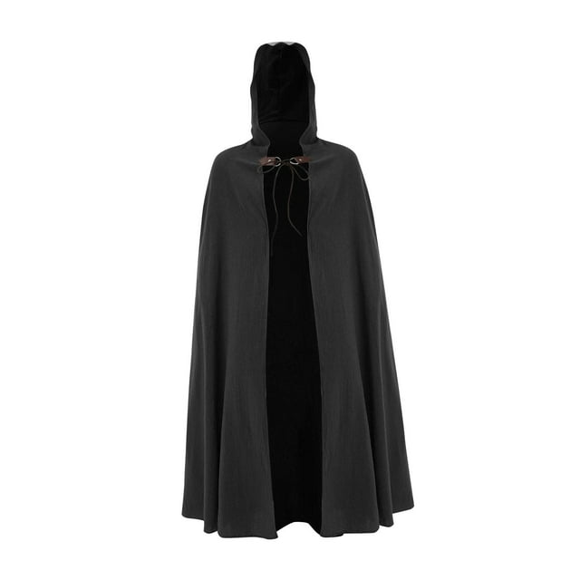 Capa medieval con capucha para cosplay, monje , de sacerdote, disfraz con capa de Halloween, accesorios para mujeres y hombres, juego de rol Negro