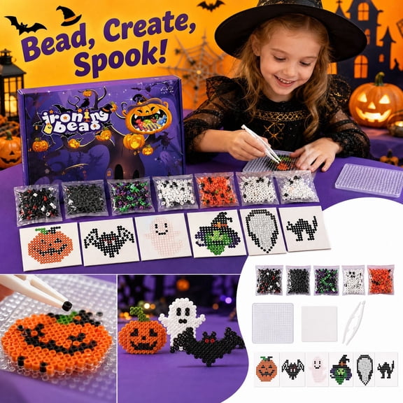 Perler Bead DIY Kit Complete Tool Set Material Package Fuse Beads Craft Art Supplies Handmade Activity for Kids Adults Holiday Party Favor Gift
