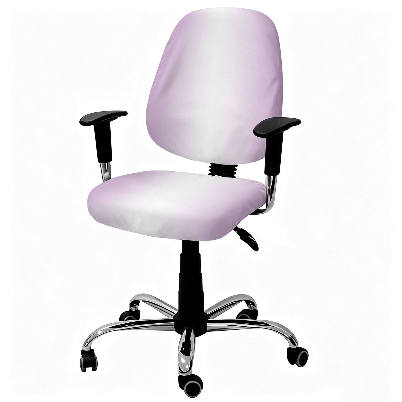 Office Chair Cover Ombre Light Purple White Desk Chair Cover Protective Stretchable Universal Computer Chair Covers Gradient Color Decorative Stretch Rotating Gaming Chair Slipcovers