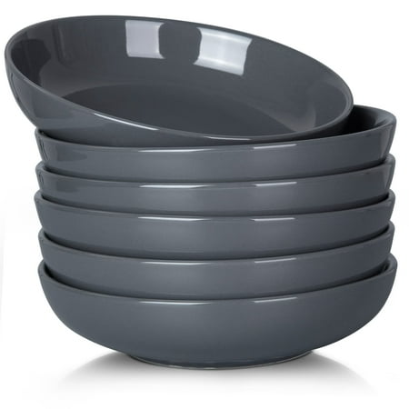 

Oyang 22 Ounce Porcelain Pasta Bowls Set 6 Pack Premium Ceramic Large Capacity Plates for Salad and Soup Microwave & Dishwasher Safe