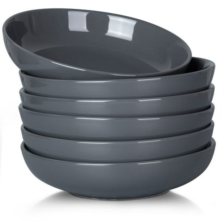 

Yesfashion 22 Ounce Porcelain Pasta Bowls Set 6 Pack Premium Ceramic Large Capacity Plates for Salad and Soup Microwave & Dishwasher Safe