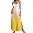 thumbnail image 2 of Women's Summer Gradient Long Dress Spaghetti Strap V Neck Sleeveless Backless High Split Hem Flowy Maxi Dress Breathable Beach Vacation Cruise Apparel, 2 of 8