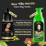 (4 pack) Herbishh Black Color Shampoo for Gray Hair, Permanent, Men & Women (500 ml)