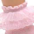 thumbnail image 5 of LYMAYTER 3 Pack ‌Spring Toddler Socks Breathable Eyelet Socks‌ Double Ruffle Girls Dance Socks 1-12Y, 5 of 7