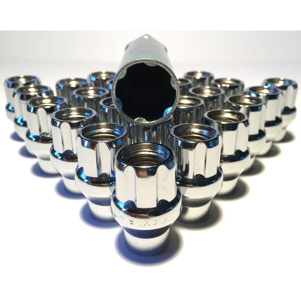 24 Open End 14x1.5 Chrome 6 Spline ET Truck Lug Nut Large Diameter