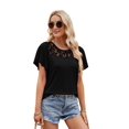 thumbnail image 3 of Women'S Short Sleeve Shirts Dressy Lace Summer Tops 2025 Spring Trendy Casual T-Shirts Cute Blouses Black XXL, 3 of 8