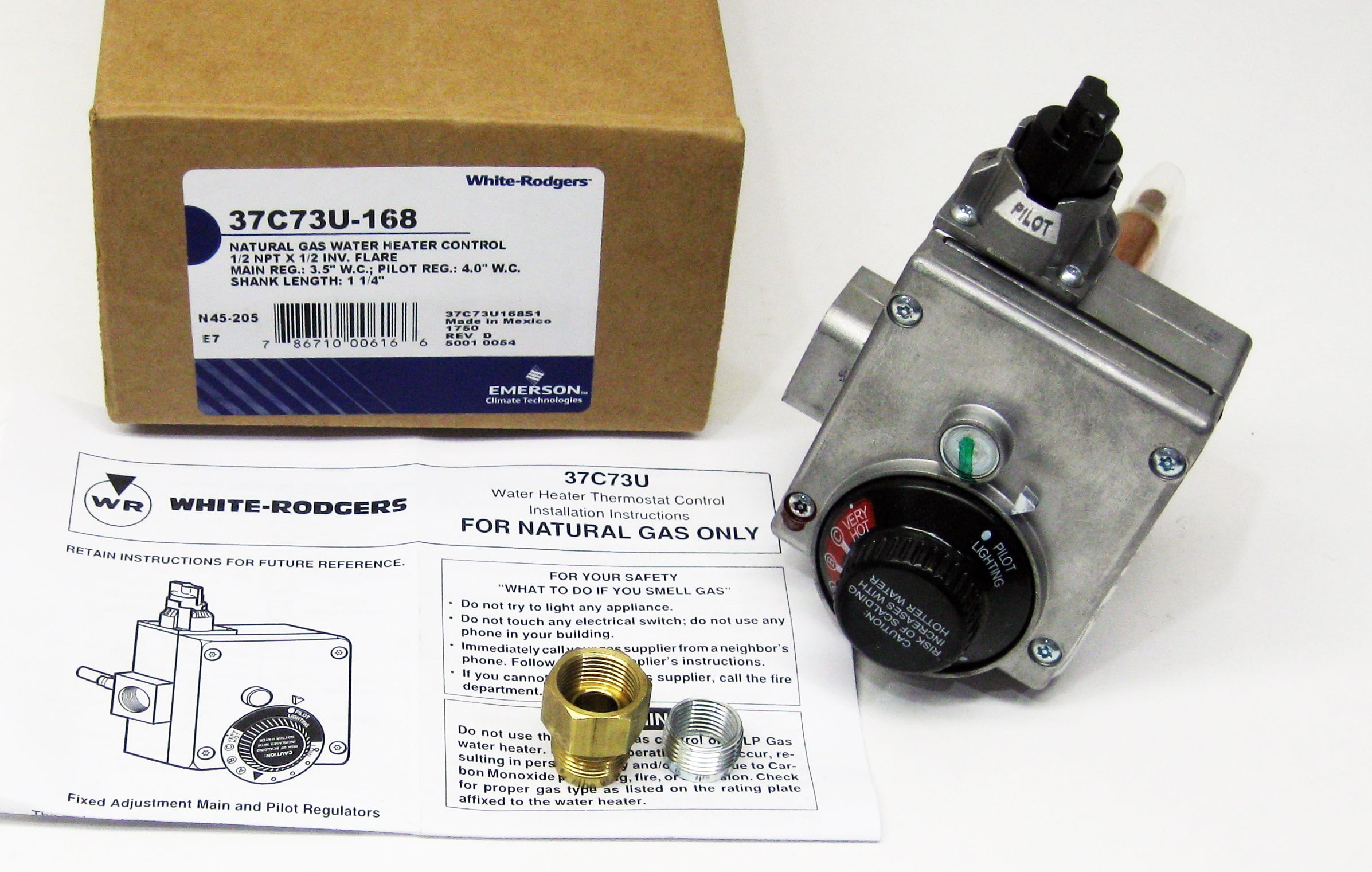 WHITE-RODGERS 37C73U-168 NG,Water Heater Control,56K BtuH