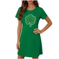 thumbnail image 2 of QUNYINEY Cotton Womens Nightgown Soft Short Sleeve St Patricks Day House Dress Comfy Knee Length Crew Neck Gowns for Women Sleepwear, 2 of 5