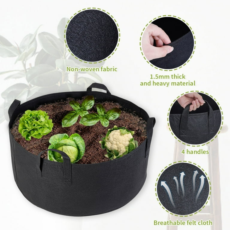 magarz 4-Pack 30 Gallon Fabric Flower Pots Garden Felt Grow Bags with  Handle (Black)
