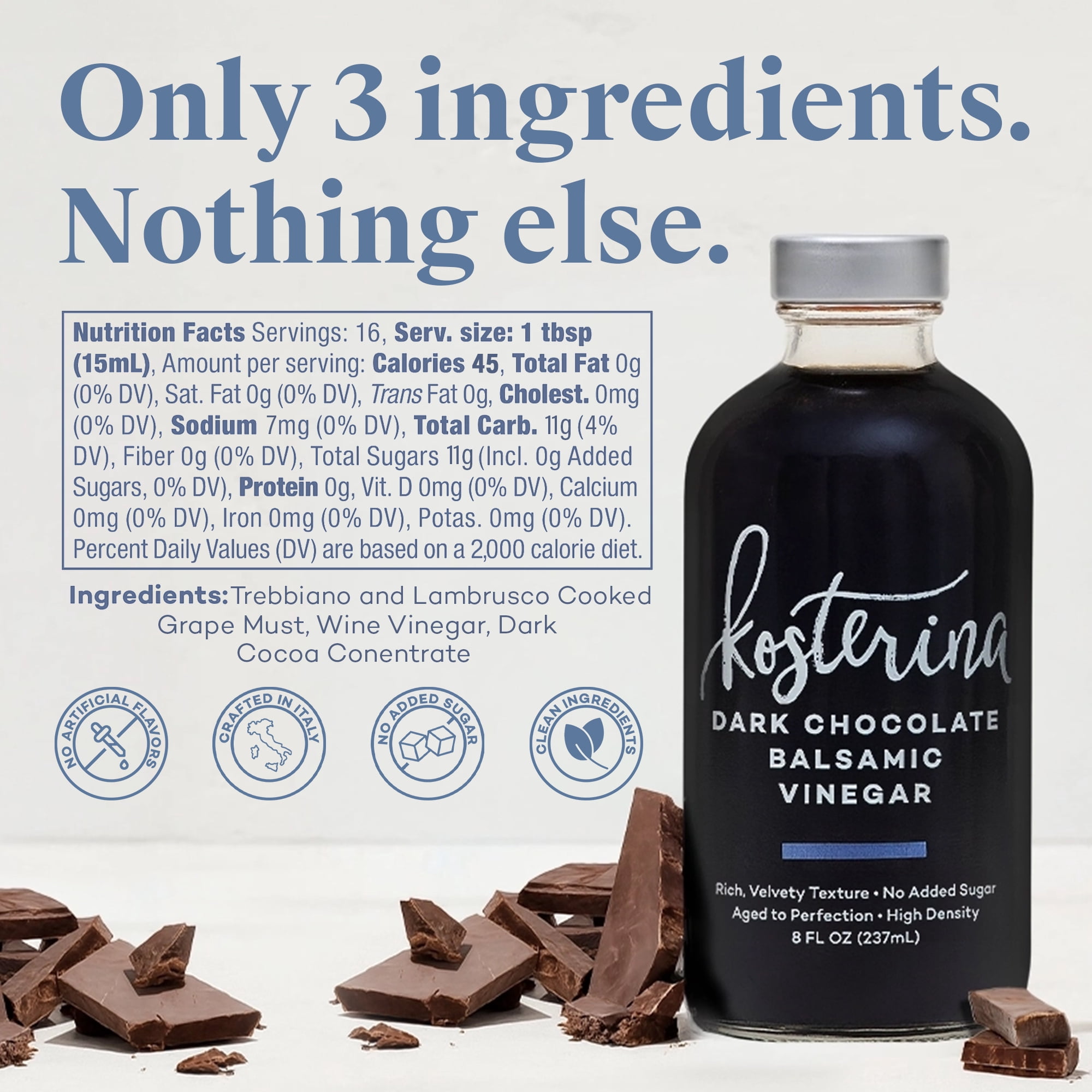 Kosterina Dark Chocolate Balsamic Vinegar, 8 fl oz