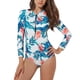 thumbnail image 1 of Gibobby Trajes de Baño Mujer Traje de baño de manga larga para mujer, traje de baño adelgazante para surf y buceo, traje de baño con cremallera(Azul,G), 1 of 3