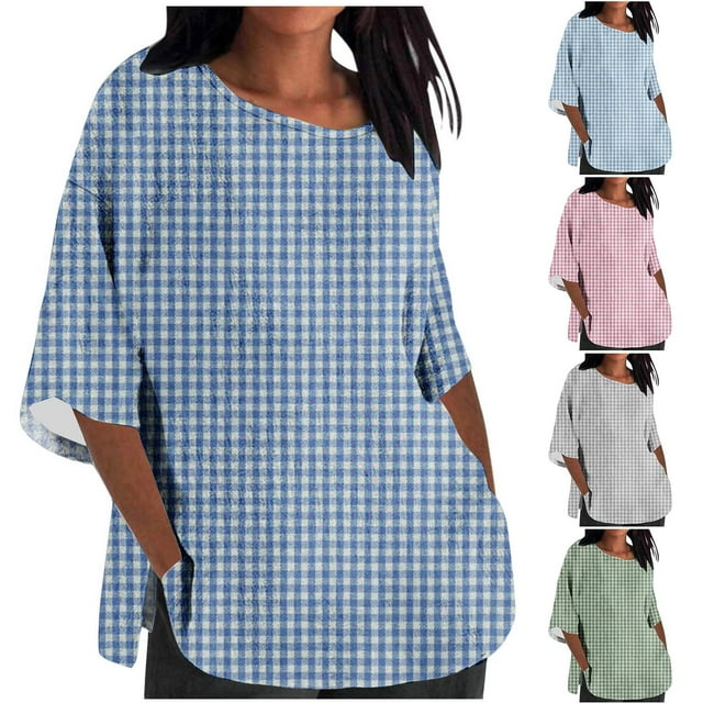 Ashirexll Chemises d'Été pour Femmes, Mode Décontractée pour Femmes, Chemise Ample Imprimée à Manches 3/4
