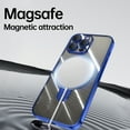 thumbnail image 5 of ELEHOLD Plating Magnetic Case for iPhone 16 Pro Case Transparent Clear Cover Kickstand Camera Lens Protection Compatible with Mag Safe Accessory Slim Shockproof Case for iPhone 16 Pro,Darkblue, 5 of 6