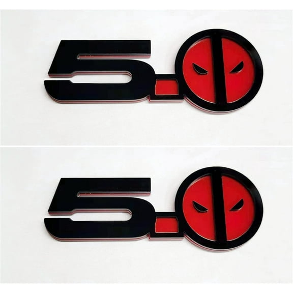 2PCS Cutomized 5.0 Auto Emblem Badge NamePlate Side Door for Mustang FM-S25-BR Black/Red