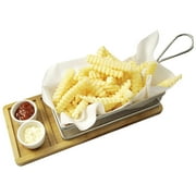 Yukon Glory French Fry Serving Tray, Includes Bamboo Board, Mesh Basket & Two Ceramic Sauce Holders