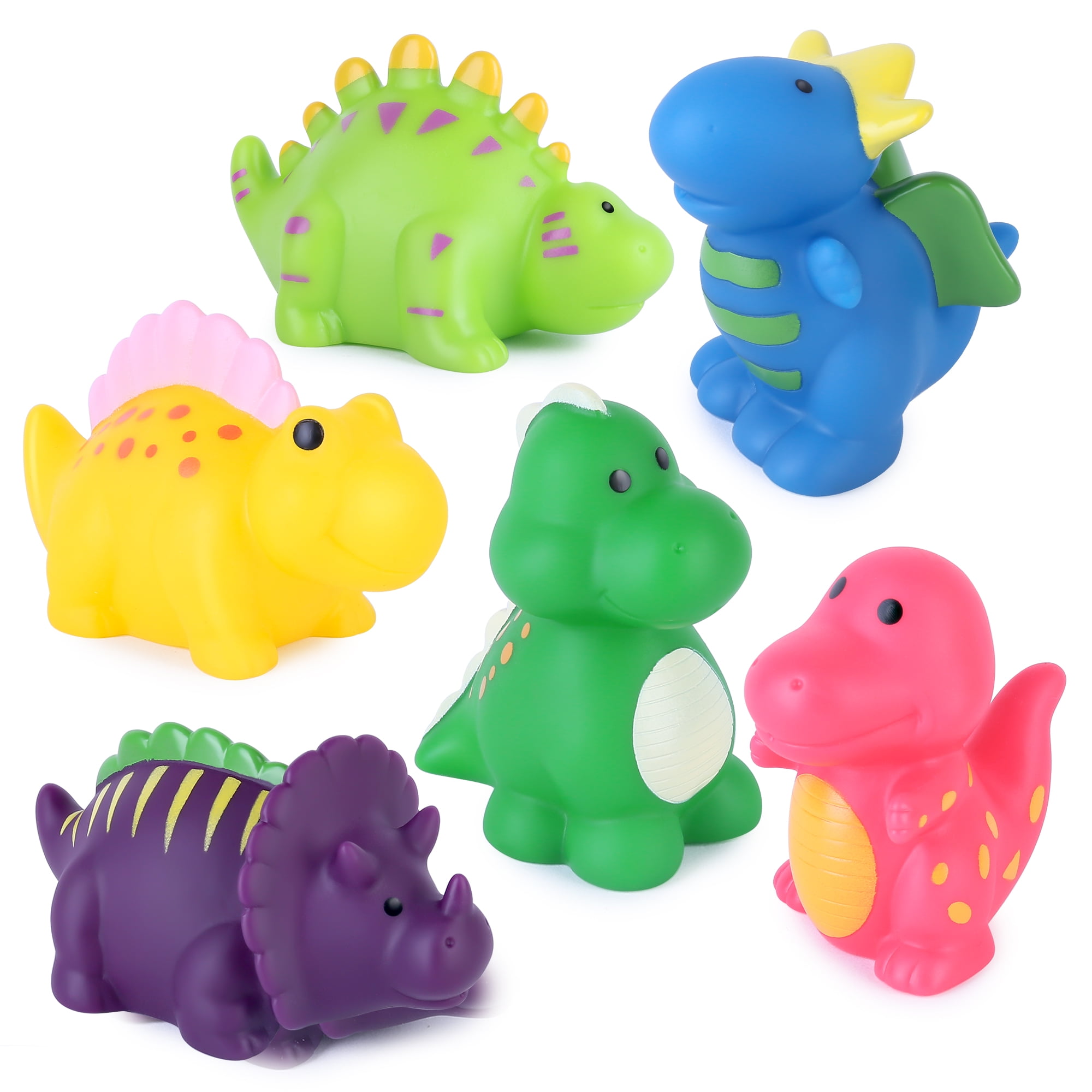LotFancy 6Pcs No Hole Baby Dinosaur Bath Toys for Toddler Infant, No Mold Kids Bathtub Pool Toys