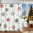 thumbnail image 5 of Gallickan Christmas Shower Curtain, Snowflake Pattern Bath Curtain, Fabric Bathroom Decor, No-Drill Installation, with 12 Hooks, for Holiday Bathroom Decoration, Gray, 5 of 6