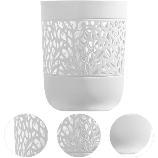 basura 1 pieza de plástico sin tapa caja de papel de desecho patrón de círculo hueco cubo de basura pequeño de plástico cubo de basura de baño caja de papel de desecho de baño Zhivalor XZB-0059