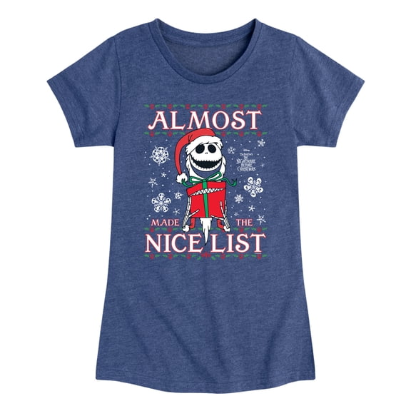 Nightmare Before Christmas - Jack Nice List - Youth Girls Fitted Short Sleeve T-Shirt