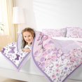 thumbnail image 4 of Homewish Butterfly Printed Full Size Comforter Sets,Rustic Flower Floral Bedding Comforter Set,Purple Pink Bedding Sets For Girl Kids,Luxury Bedroom Decor,3pcs, 4 of 8