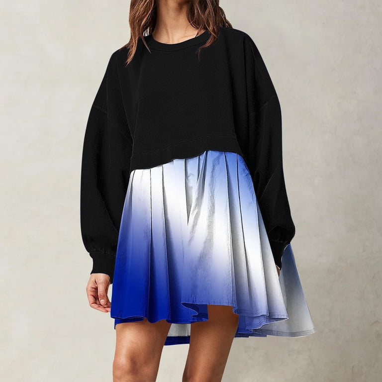 drop waist sweatshirt dress Drop Waist Sweatshirt Dress-Bluejay Embroidery main image 1