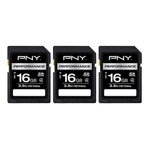 P-SDHC16G4HX3-MP PNY 16GB Performance Class 4 SDHC Flash Memory Card 3-Pack 