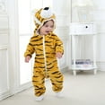 thumbnail image 6 of ATAIKU Baby Animal Tiger Onesie Flannel Hooded Romper for Infant Winter Playsuit Jumpsuit for Boys and Girls Toddler Overall Outfit, 6 of 12