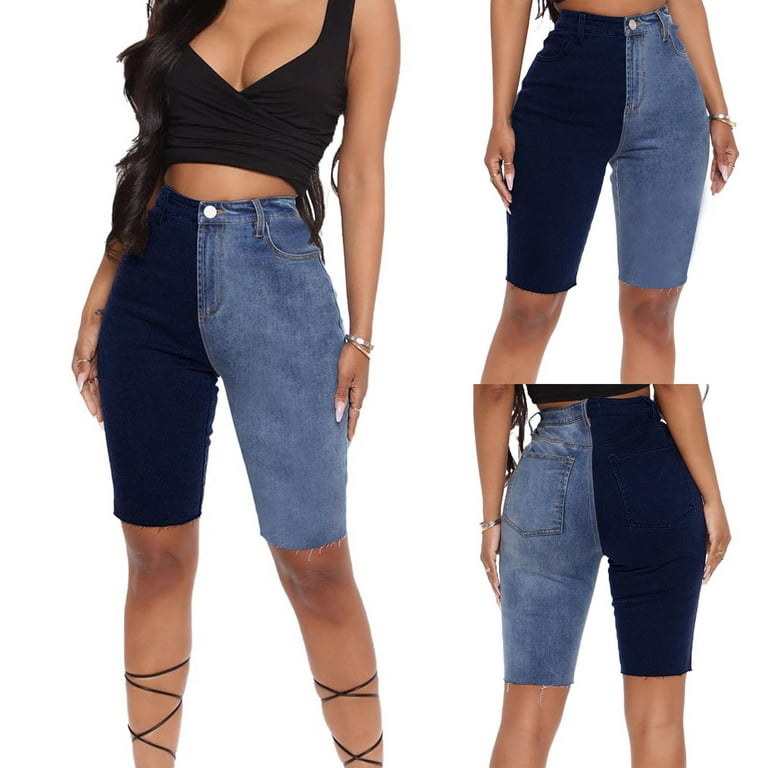SkylineWears Women Jeans 3/4 Length Skinny Pants Casual Crop