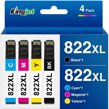 822 Ink for Epson 822 Ink for 822XL Ink Cartridge (Black Cyan Magenta Yellow, 4-Pack)