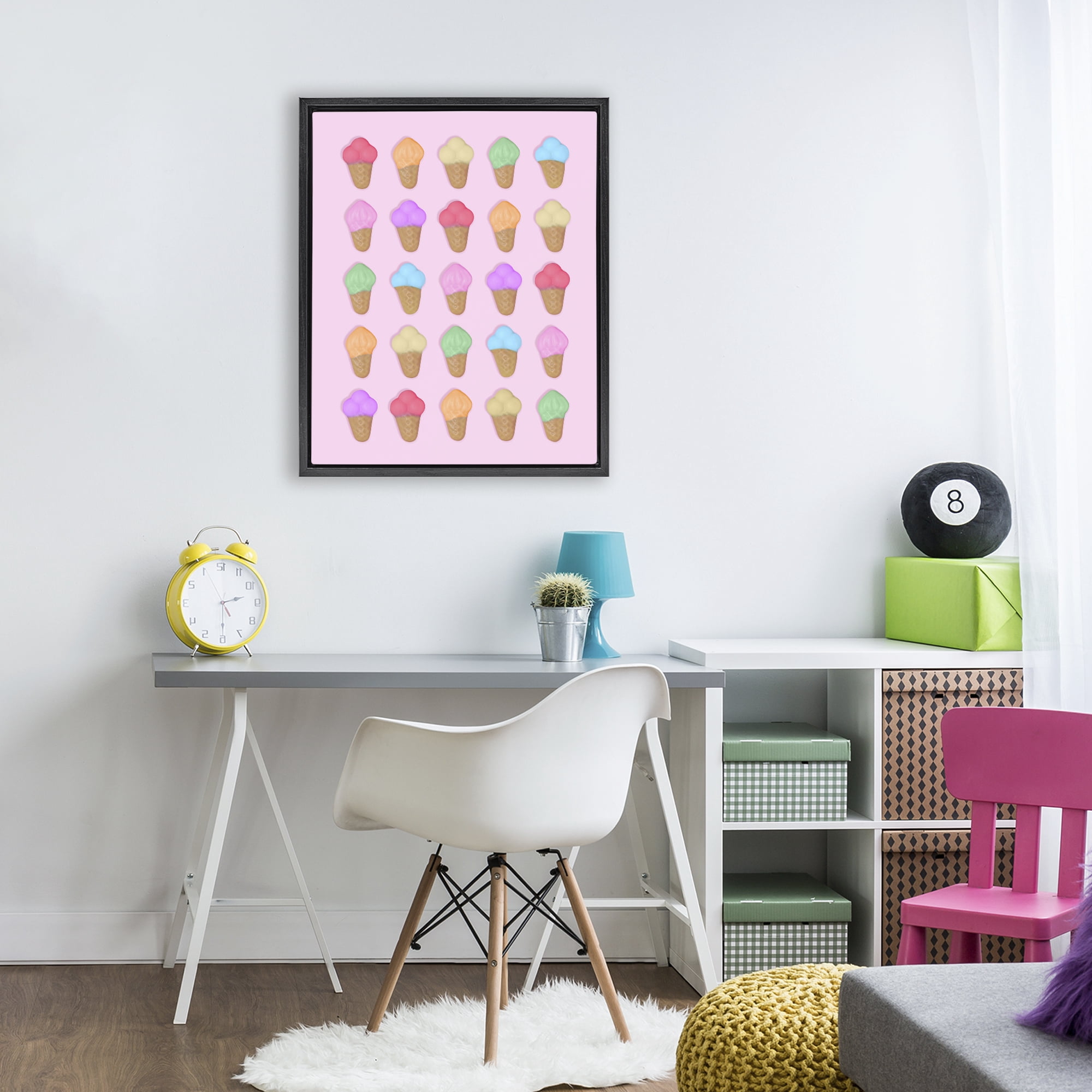 Stupell Industries Ice Cream Shaped Candies Black Framed Floater Canvas Wall Art, design by LISH Creative