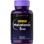 Melatonin 5mg | 300 Vegetarian Tablets for Men and Women | Nighttime Sleep Aid | by Carlyle