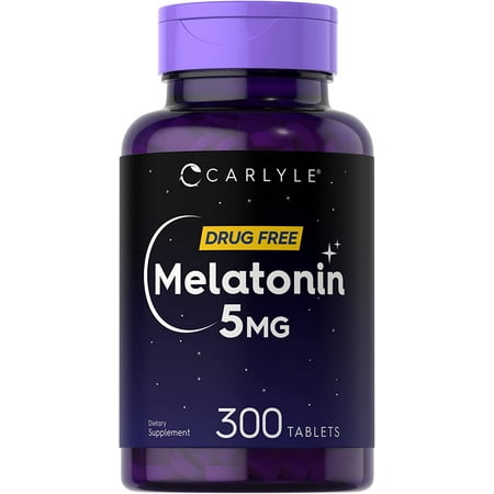 Melatonin 5mg | 300 Vegetarian Tablets for Men and Women | Nighttime Sleep Aid | by Carlyle