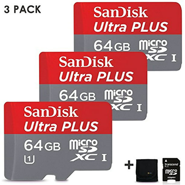 3 Pack Sandisk 64gb Micro Sd Memory Card 192gb Total Uhs I Class 10 98mb S Memory Card Wallet Micro Sd Card Adapter Walmart Com Walmart Com
