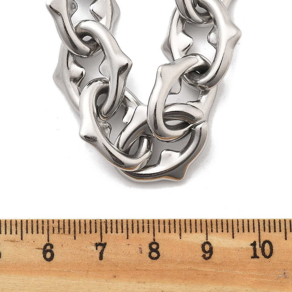 304 Stainless Steel Spiked Oval Link Chain Necklaces for Women Men Stainless Steel Color 18.46 inch(46.9cm)